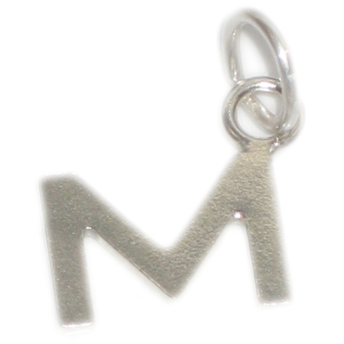 Initial M small Letter sterling silver charm .925 x 1 Letters charms