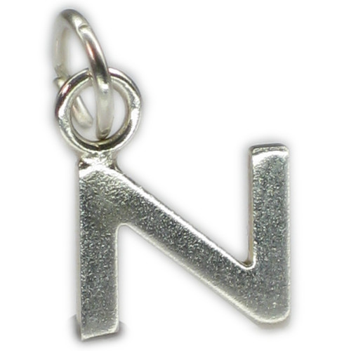 Initial N small Letter sterling silver charm .925 x 1 Letters charms