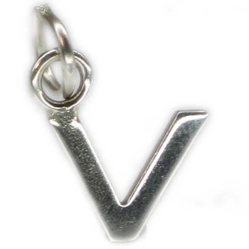 Initial V small Letter sterling silver charm .925 x 1 Letters charms