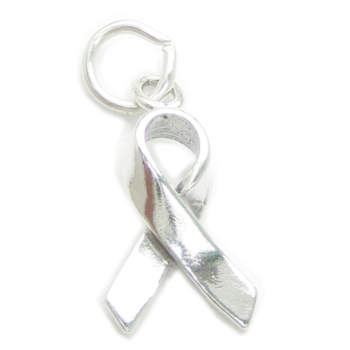 Memory Ribbon sterling silver charm .925 x 1 Awareness Charity Ribbons