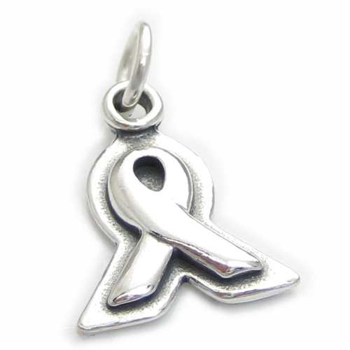 Awareness Ribbon sterling silver charm .925 x 1 Charity Ribbons charms