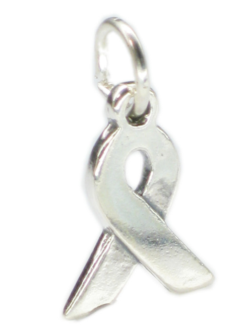 Awareness plain ribbon sterling silver charm .925 x 1 Charity ribbons