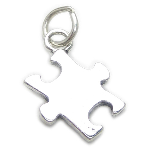Jigsaw Piece sterling silver charm .925 Autism Autistic Puzzle charms