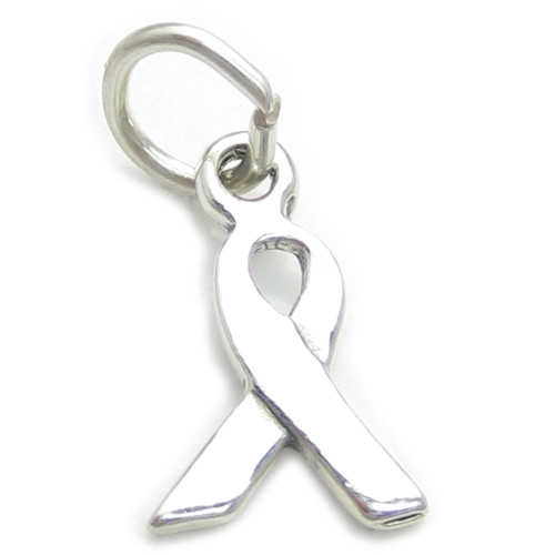 AIDS Awareness ribbon sterling silver charm .925 x 1 Charity Ribbons