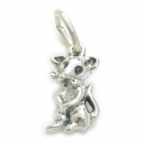 Mouse 2D sterling silver charm .925 x 1 Mice Rat Rats charms A1