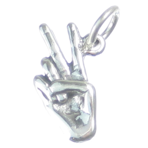 Peace Victory sterling silver charm .925 x 1 Fingers Hands Salute charms