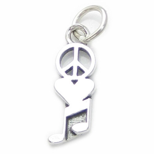 Peace Love Music sterling silver charm .925 Caring Loving charms