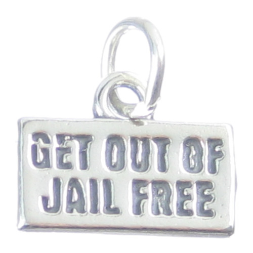Get out of jail free sterling silver charm .925 x 1 Board Game charms