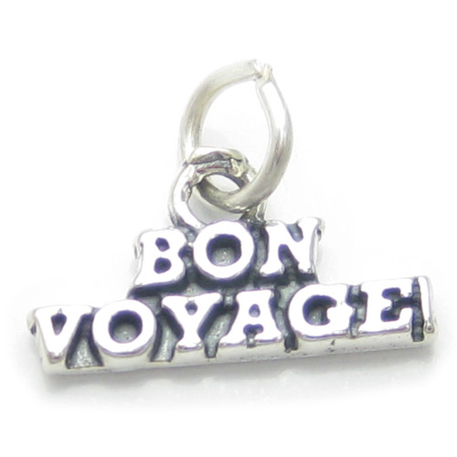 Bon Voyage sterling silver charm .925 Leaving Trip Good Journey charms