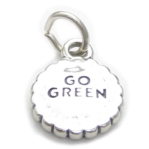 Go Green sterling silver charm .925 ECO Reuse Reduce Recycle charms