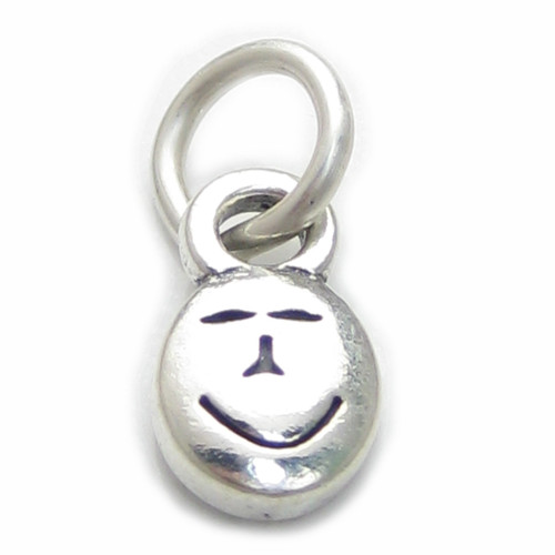 Smiling Happy Face sterling silver charm .925 x 1 TINY Smile charms