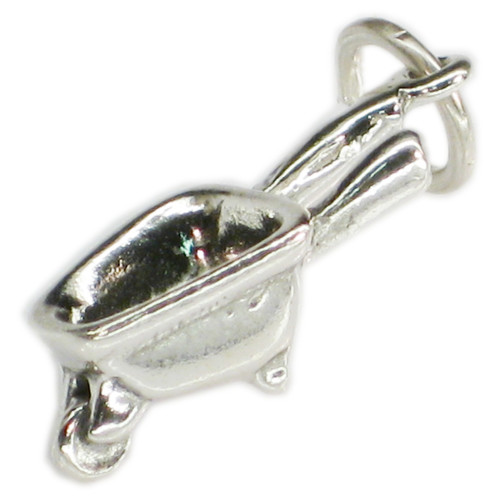 Wheelbarrow sterling silver charm .925 x 1 Wheel Barrow gardening charms A1
