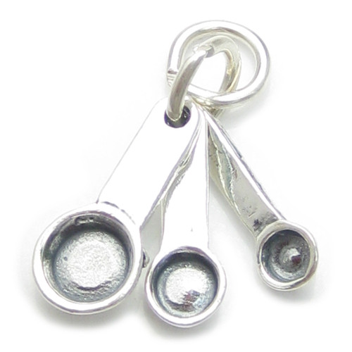 Set of 3 measuring spoons sterling silver charm .925 Measure Spoons