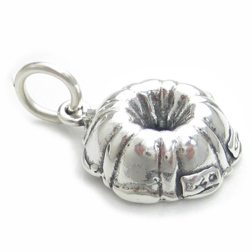 Fluted tube cake pan sterling silver charm .925 x 1 Cakes tins charms