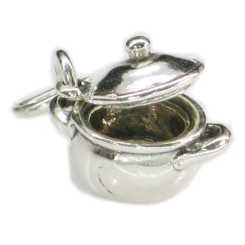 Pot with Lid sterling silver charm .925 x 1 Cooking pots charms