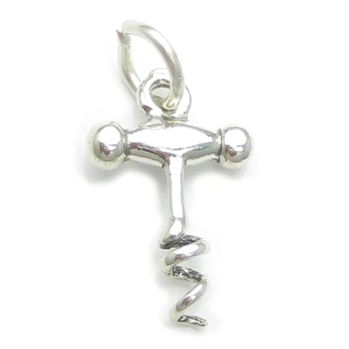 Corkscrew sterling silver charm .925 Cork Screw Wine Bottle charms