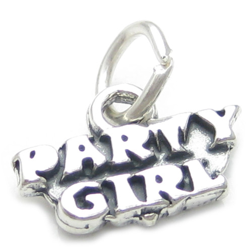 Party Girl sterling silver charm .925 x 1 Parties Girls charms