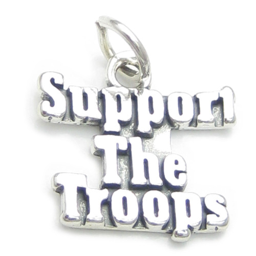 Support The Troops sterling silver charm .925 Armed Forces charms