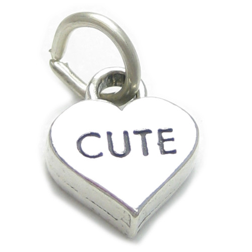 Cute heart sterling silver charm .925 x 1 Love Loving Caring charms