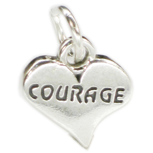 Courage heart sterling silver charm .925 Strength and Love charms