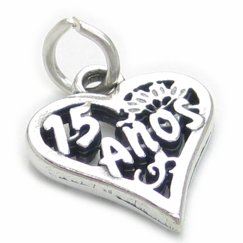 15 Anos Fifteen Years sterling silver charm .925 x 1 Birthday charms