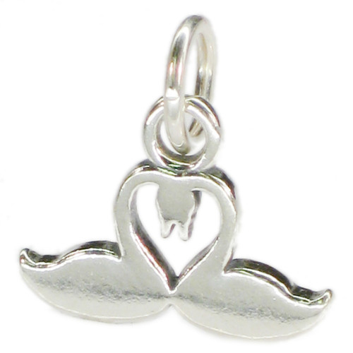 Two Swans creating a love heart sterling silver charm .925 x1 Swan charms