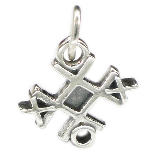 Tic Tac Toe sterling silver charm .925 Noughts and Crosses charms