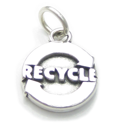 Recycle sterling silver charm .925 x 1 Recycling Re-cycle charms