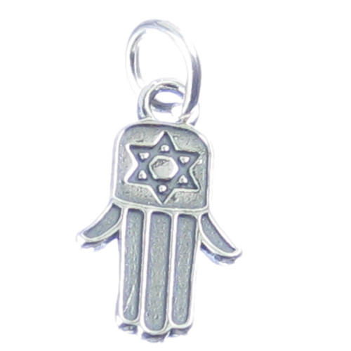 Hamsa Hand sterling silver charm .925 Khamsa Hand of Fatima Mary