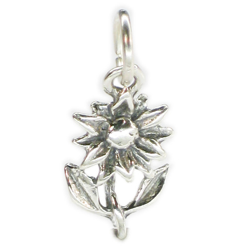 Flower sterling silver charm .925 x 1 Flowers and Plants charms