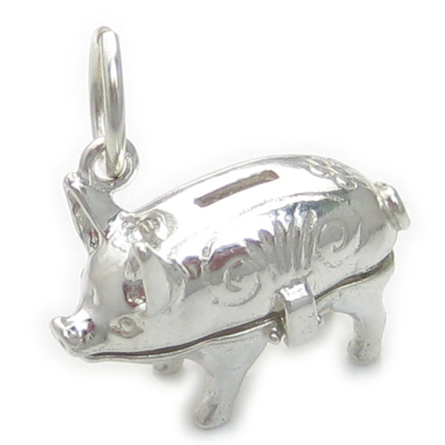 Piggy Bank opening sterling silver charm .925 Money Banks charms