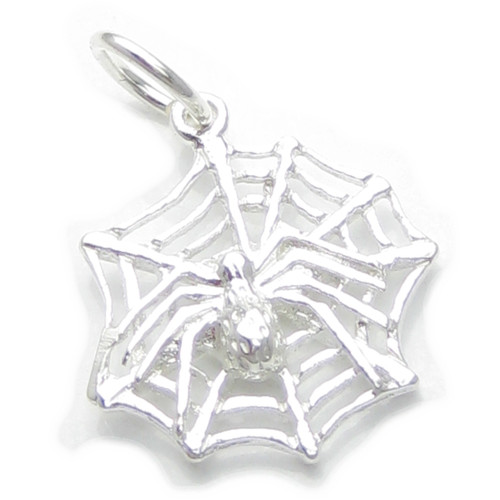 Spider on Web sterling silver charm .925 x 1 Spiders Arachnid charms