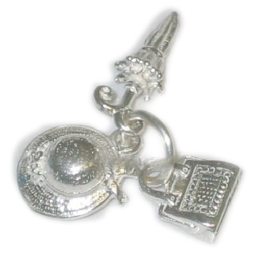 Hat Handbag Umbrella sterling silver charm .925 x 1 Fashion charms