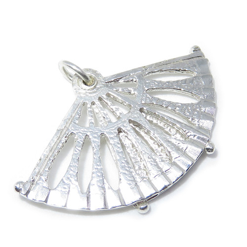 Hand fan sterling silver charm pendant .925 Ladies Fans charms