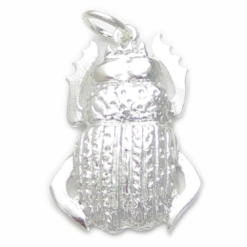 Scarab Beetle 2D sterling silver charm .925 Scarabs Beetles charms