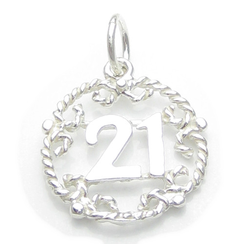 21st Brithday sterling silver charm pendant .925 Birthdays charms