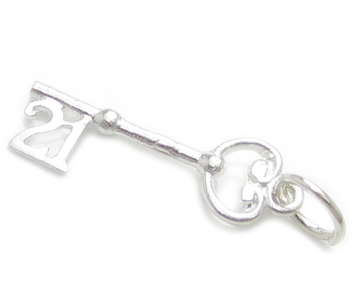 21 key sterling silver charm .925 x 1 21st Birthday Birthdays charms