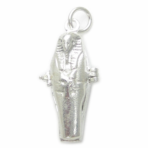Sarcophagus sterling silver charm with mummy inside .925 x 1 Egypt Charms