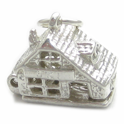 Ski Lodge opening sterling silver charm .925 Skiing charms