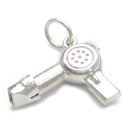 Hairdryer sterling silver charm .925 x 1 Hair Dryer Drier charms