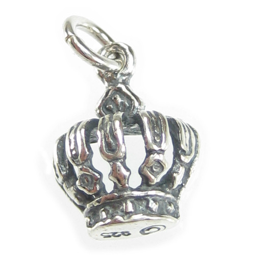 Crown 2D sterling silver charm .925 x 1 Crowns and Royalty charms
