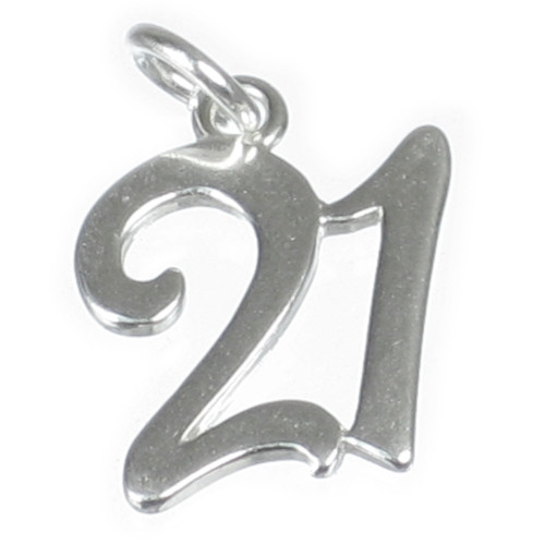 21 sterling silver charm .925 x 1 Birthday Age Number Twenty One charms