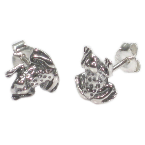 Frog sterling silver stud earrings .925 x 1 pair frogs studs