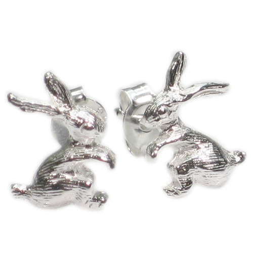 Rabbit sterling silver stud earrings .925 x 1 pair rabbits studs