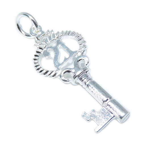 21st birthday key sterling silver charm pendant .925 x1 Birthdays charms