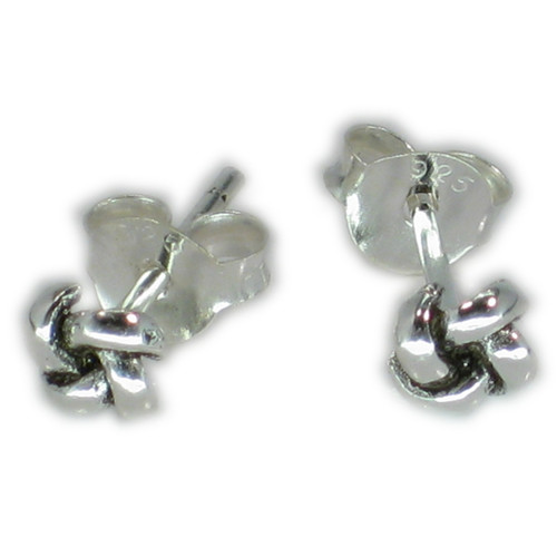 Knot tiny sterling silver stud earrings .925 x 1 pair Knots Studs