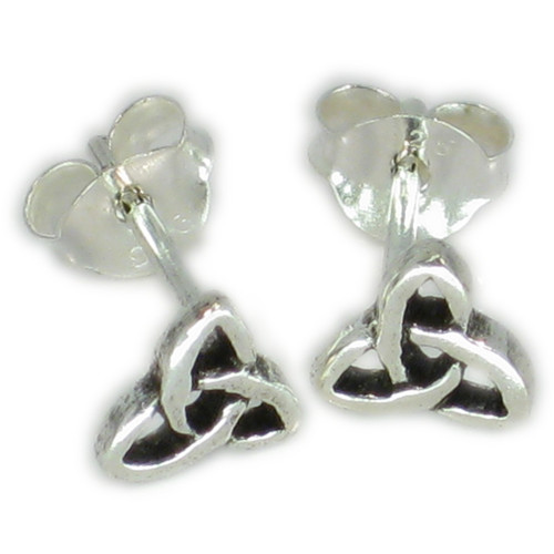 Celtic style tiny sterling silver stud earrings .925 x 1 pair studs