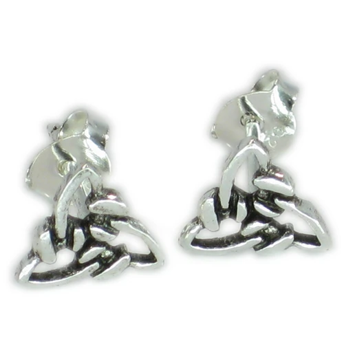 Celtic weave triangle sterling silver stud earrings .925 pair studs