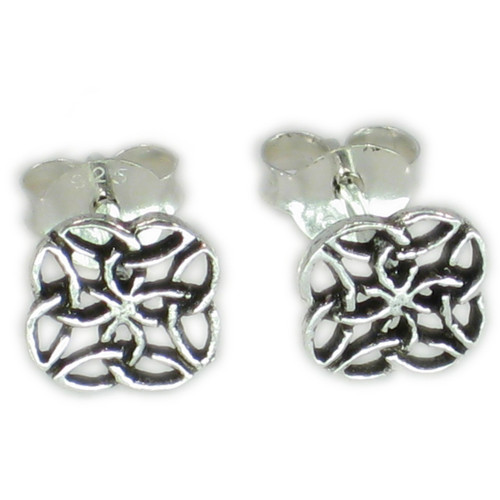 Celtic style sterling silver small stud earrings .925 x 1 pair studs