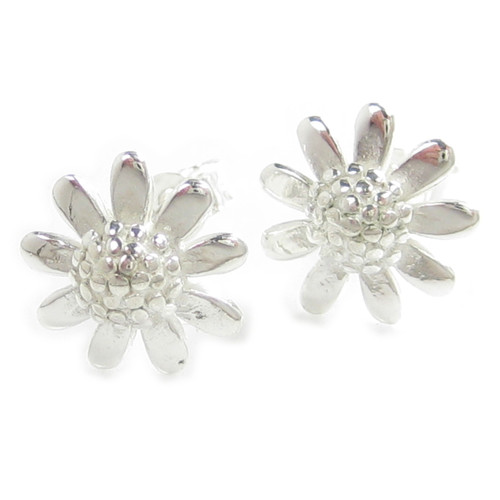 Flower sterling silver stud earrings .925 x 1 pair flowers studs